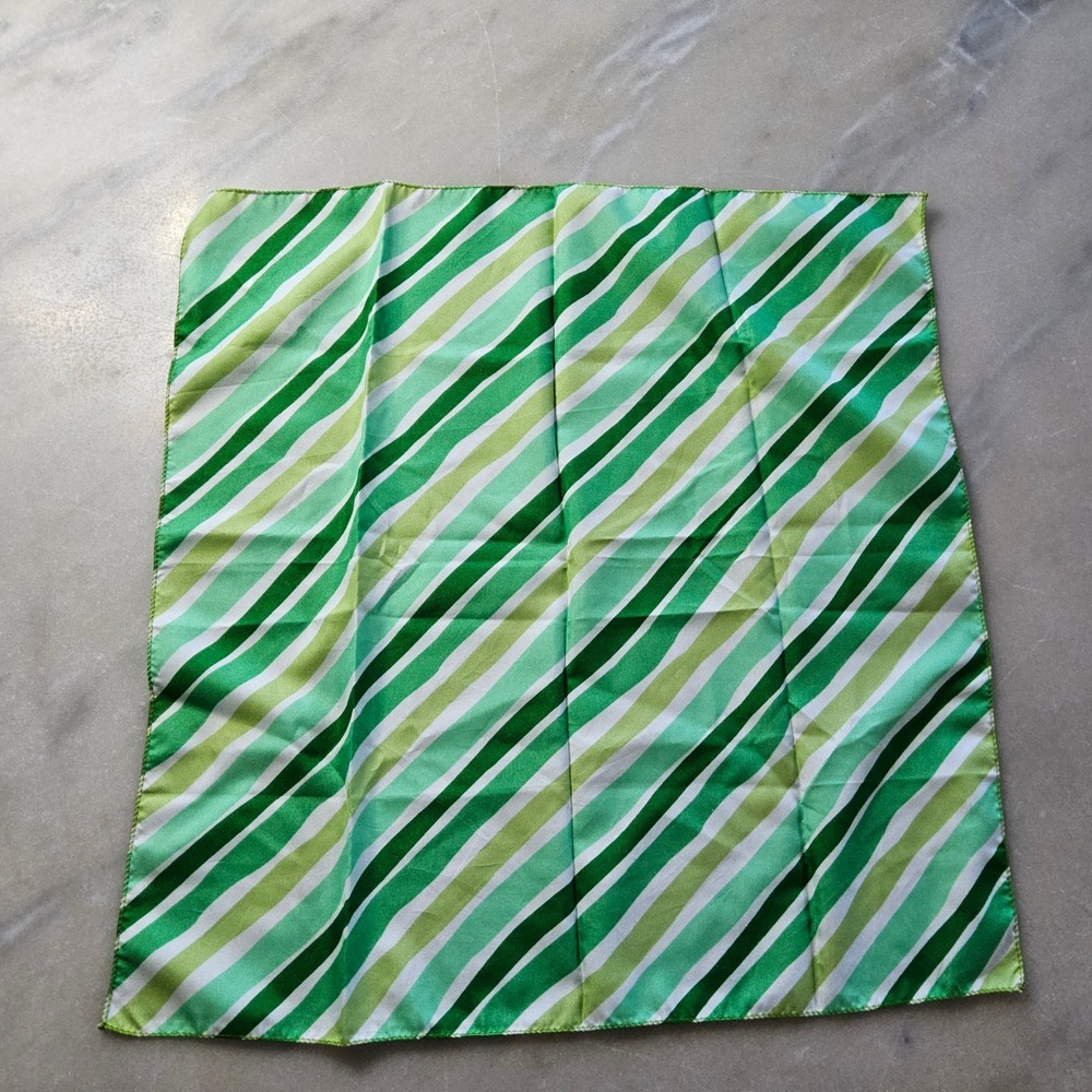 Green Striped Scarf Bandana Neck Square Lightweight Accessory‎